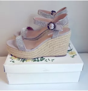 Sandalias de cuña Chelsea y violeta talla 9,5 estrás henna 4” alpargata nuevas - Imagen 1 de 9