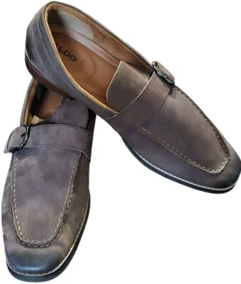 Zapatos de vestir Aldo de gamuza marrón con correa de monje única para hombre talla 11M Foto 1 de 4