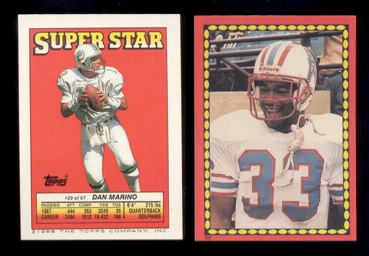 1988 MIKE ROZIER DAN MARINO Houston Oilers Miami Dolphins Rare Sticker  - Image 1 of 1