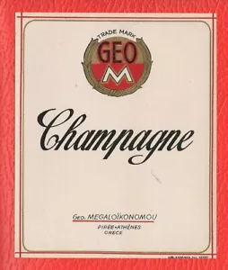 #47437 Pireo Grecia. Champagne Megaloikonomou. Vecchia etichetta bottiglia - Foto 1 di 2