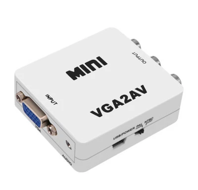 1080P VGA to AV RCA CVBS Video Converter 3.5mm Audio VGA2AV TV Box DVD PC to TV - Image 1 of 4