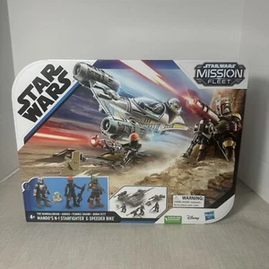 STAR WARS MISSION FLEET MANDO'S N-1 STARFIGHTER & SPEEDER BIKE W/Figures - Picture 1 of 5