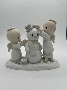 Precious Moments 12351 Heiligenschein und frohe Weihnachten, Engel machen Schneemann Figur - Bild 1 von 4