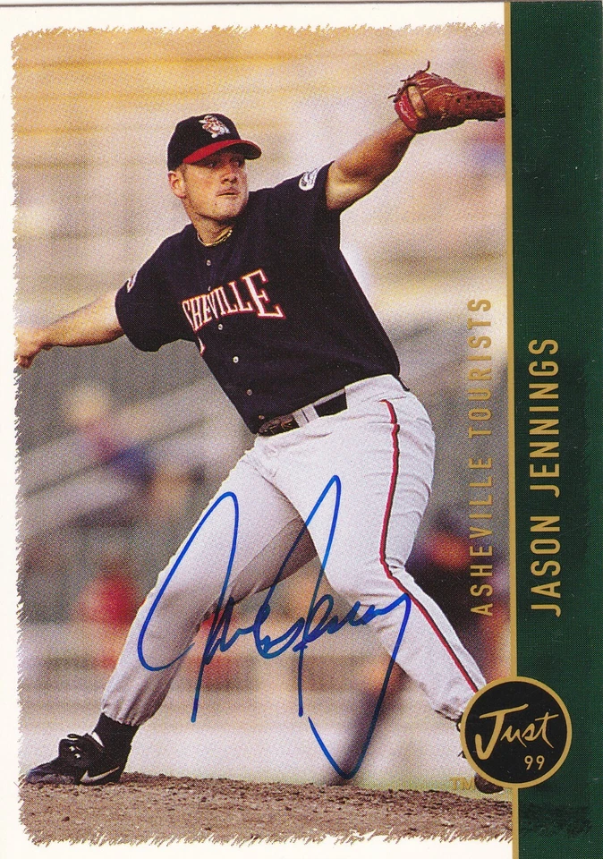 TARJETA FIRMADA POR JASON JENNINGS ASHEVILLE TURISTAS COLORADO ROCKIES RANGERS ASTROS Foto 1 de 1