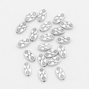 Antiqued Silver Style Metal Oval Shape Beads Finding Jewelry Crafting 20 Piece  - Picture 1 of 3