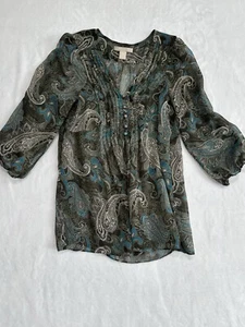 Banana Republic See-through flower blouse, Size XS, Green,2E226 - Bild 1 von 6