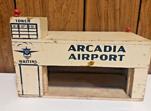 Arcadia Airport 40er Jahre Holzspielzeug Arcade Gebäude nur selten Vintage antik - Bild 1 von 9