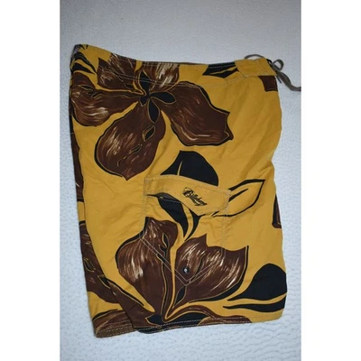 Billabong Swimming Cargo Board Shorts Mens Size 34 Yellow Brown Floral  - Image 1 of 4