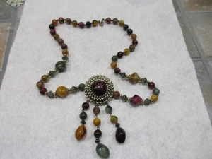 Collana pendente vintage Park Lane grossa in peltro pietre multicolore - Foto 1 di 2