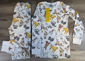 Sara's Prints FURRY FRIENDS 2 PC. Pajama Set KIDS Size 12 DOGS LONG JOHN NEW - Picture 1 of 9