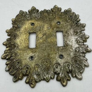 Edmar Atomic Gold Tone Brass Metal Light Switch Plate Cover Double - Foto 1 di 4