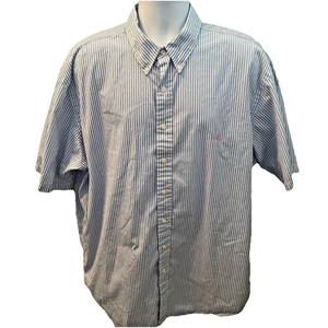 Polo Ralph Lauren Shirt Men's XLT Tall Oxford Blue Button Down Striped - Picture 1 of 6