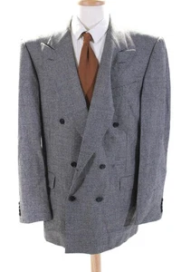 Hickey Freeman Men's Collared Long Sleeves Line Herringbone Jacket Black Size 42 - Picture 1 of 9