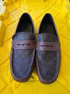 Mocasines Coach Mott Penny para hombre talla 13 D marrón firma cuero sin cordones - Imagen 1 de 8