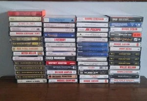Vintage Lot 57 Cassette Tapes Rock RnB 80s 90s Pop Sinatra Whitney Barbra Garth - Picture 1 of 8
