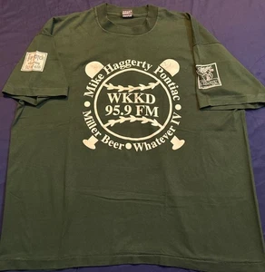 Vintage WKKD 95.9 FM Promo Tshirt Miller Beer 2XL grün einzeln genäht - Bild 1 von 6