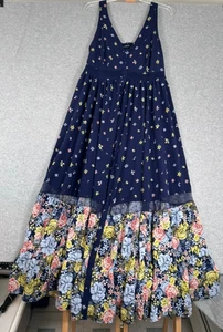 TORRID Maxi Dress Tiered Size 0 Blue Floral Button Front Lined Ruffle - Picture 1 of 11
