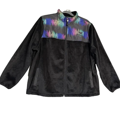 Chaqueta FILA SPORT Arco Iris Polar Talla XXL Negra Cremallera Completa Peluda Suave Retro Años 80 90 Foto 1 de 4