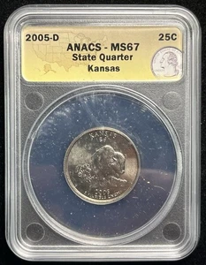 2005-D Kansas 25C ANACS MS 67 Washington Quarter - Picture 1 of 4