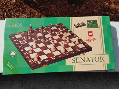 Wegiel - Juego de ajedrez de madera Senator marrón - Ajedrez ponderado 16" x 16" Foto 1 de 4