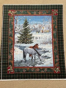 Persis Clayton Weirs Blessed Are They Cotton Quilt Panel Horses River Snow - Picture 1 of 8
