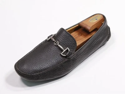 Mocasines de conducción Giorgio Armani con hebilla de grano de guijarro negro para hombre EE. UU. 8 Foto 1 de 4
