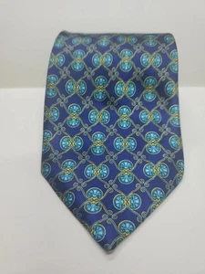 Cagri Tpek Blue Geometric Handmade Men's Silk Tie 3.75×58 Bursa Turkey - Picture 1 of 2