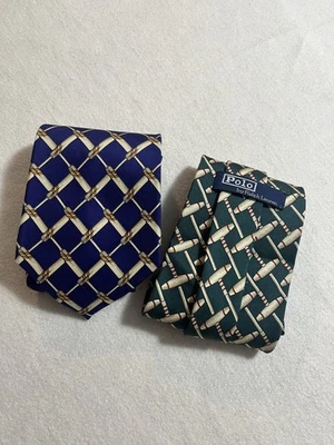 Corbatas POLO by Ralph Lauren Acabadas a Mano 100% Seda (2) Diseños Muy Bonitos Criket. Foto 1 de 4