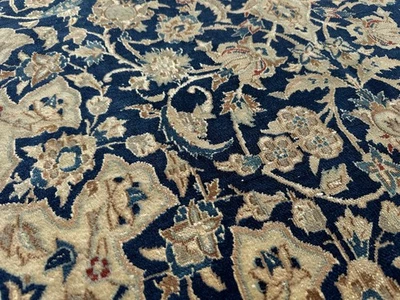 4x6 BLUE ANTIQUE ORIENTAL RUG HAND-KNOTTED vintage handmade fine silk real 4x7 - Image 1 of 4