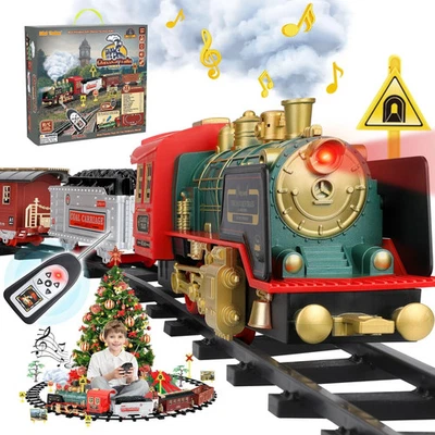 Christmas Electric Train Set w/Steam, Sound & Light, Remote Control Train Toy... - Image 1 of 4