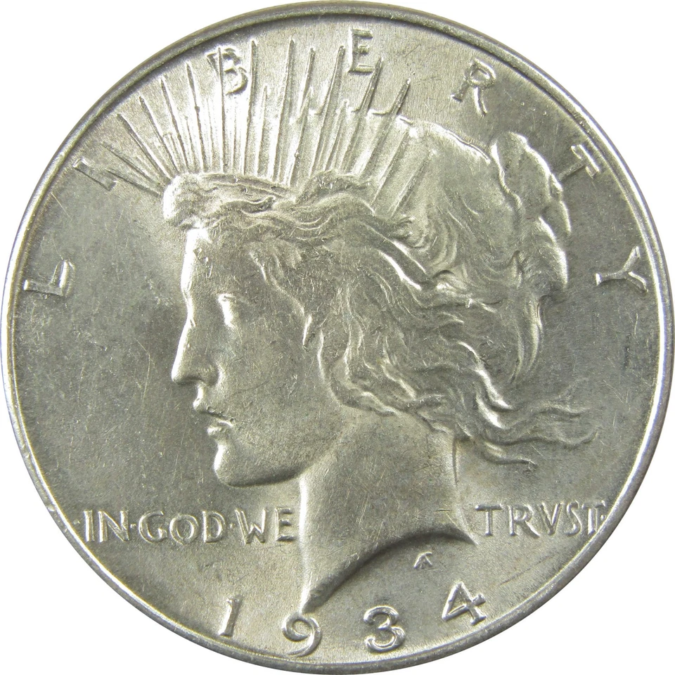 1934 Peace Dollar Borderline Uncirculated Silver $1 Coin SKU:I22033 - Image 1 of 4