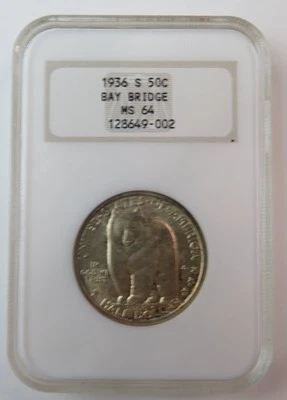 1936 S - Bay Bridge Commemorative Half Dollar - NGC MS64 - Image 1 of 4