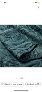 Casaluna Heavyweight Linen Blend Quilt Dark Teal Blue - King - Picture 1 of 7