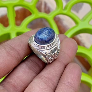 Hermoso anillo de plata esterlina 925 con piedras preciosas lunares hecho a mano para hombre R75 - Imagen 1 de 6