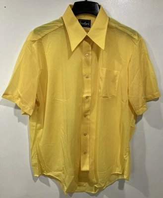 True Vintage Branford Mens Sheer Nylon Blend Button Shirt Dagger Collar Size 17 - Imagem 1 de 4