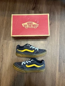 Vans Caldrone Charcoal/Yellow/Gum Suede Mesh Boy's Skate Shoes - Size 7 - Picture 1 of 6