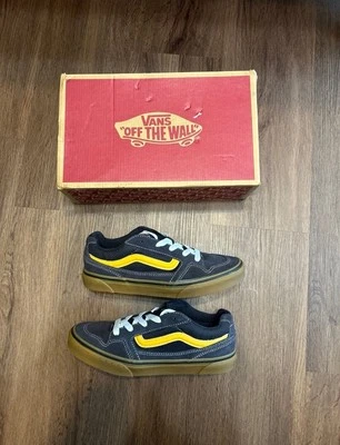 Vans Caldrone Charcoal/Yellow/Gum Suede Mesh Boy's Skate Shoes - Size 7 - Image 1 of 4