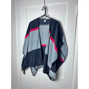 Faded Glory Black Red Gray Fleece Poncho Wrap - Picture 1 of 5