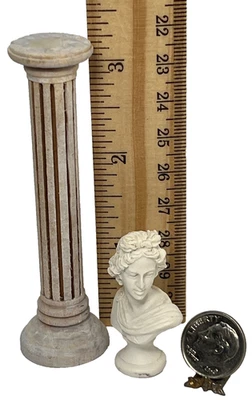 1:12 Artisan Apollo Bust Fluted Column Pedestal Dollhouse Miniature Decoration - Image 1 of 4