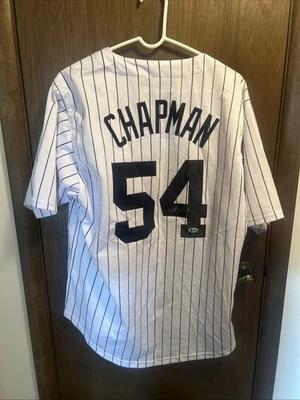 Jersey Aroldis Chapman Autografiado/Firmado Blanco Personalizado Certificado de Autenticidad Beckett Foto 1 de 4