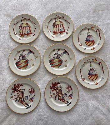 Lote de 8 ~ PLATOS DE ENSALADA/POSTRE ROSANNA NAVIDAD CAPRICHOSOS 8"  Foto 1 de 4