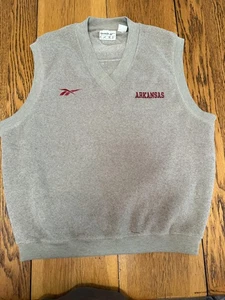 Arkansas Razorbacks Vest Mens XL Gray NCAA Golf Sweater Pullover Reebok College - Picture 1 of 10