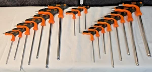 18 pcs T-handle Short Allen Key w/ Long Ball End Hex Key SAE & Metric - Picture 1 of 7