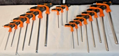 18 pcs T-handle Short Allen Key w/ Long Ball End Hex Key SAE & Metric - Image 1 of 4