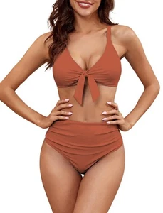 High Waisted Bikini Sets for Women Tummy Control Swimsuits Tie Knot High Rise... - Picture 1 of 7