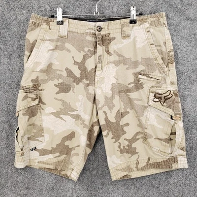 Pantalones Cortos Fox Para Hombres 34 Marrón Camuflaje Carga Lona Carreras Utilidad Bolsillo Informal Foto 1 de 4