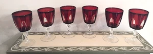 6Vintage glassware Cristal D’Arques Durand Ruby Red French Crystal Gothic Arches - Picture 1 of 4