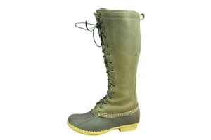 LL Bean Women's Brown Leather Shearling Lined Insulated Tall Duck Boots Size 6 M - Picture 1 of 9
