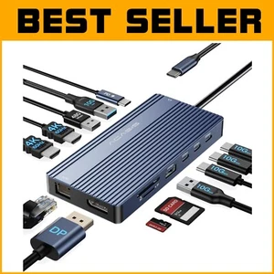 14-in-1 USB-C Dual HDMI Docking Station with 4K@60Hz Triple Display Capabilities - Picture 1 of 11