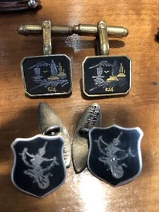 2 x Pairs Of 1940s Siam Silver Neilloware Cuff links - Picture 1 of 7